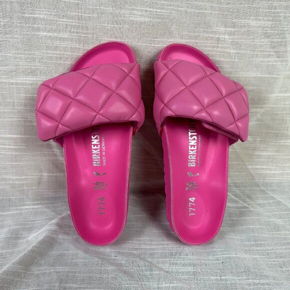 Birkenstock 1774 III Sylt Leather Slide Sandal Azalea Pink Quilted Size EU 36 - Picture 1 of 5